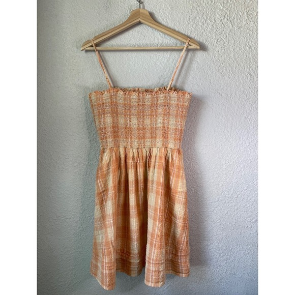 American Eagle Plaid Dress Large Sleeveless Smocked Casual Sundress - Picture 4 of 5